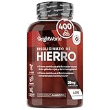 Hierro Suplemento 28 mg 400 comprimidos. Bisglicinato de alta absorción. Vegano y sin lactosa