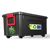 Caja grande de plástico con tapa hermética y ruedas