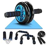 5 en 1 Kit Gimnasio en Casa, Kit de Rueda Abdominal, Push Up Bars, Cuerda para Saltar