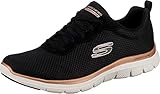 Skechers Flex Appeal 4.0 Brilliant View, Zapatillas Mujer, Black Mesh Rose Gold Trim
