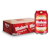 Mahou 5 Estrellas, Pack de 24 Latas x 33 cl, Cerveza Especial Dorada Lager