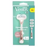 Gillette Venus Lubrastrip Deluxe Smooth Sensitive  Maquinilla de afeitar para mujer + 3 recambios