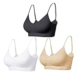 Comfyin Sujetador Sin Aro Bralette Acolchado para Mujer sin Costuras Paquete de 3
