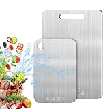 2 Piezas Tabla cortar de grado alimenticio de doble cara, de acero inoxidable para cocina.