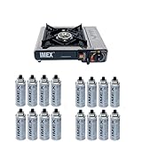 Hornillo de gas con maletín, incluye 16 cartuchos de gas