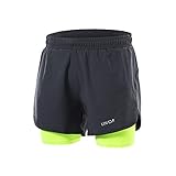 Lixada Hombres Pantalónes Cortos de Running 2-en-1