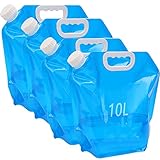 Kamiya 4 Piezas 10L Bolsa de Agua Plegable, Agua Potable Plegable Portátil, Bidón de Agua de Viaje