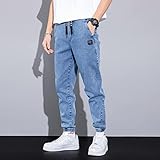 Juig Pantalones Vaqueros Holgados para Hombre de Primavera y Verano, Pantalones