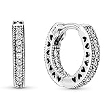 Pandora - Pendientes de aro con forma de corazón y engaste pavé