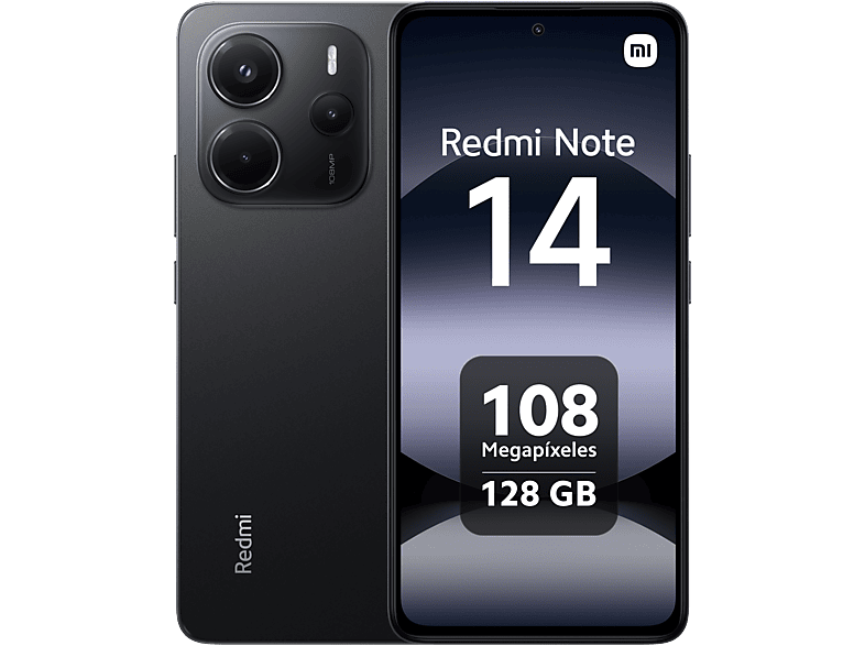 Movil - Xiaomi Redmi Note 14, Negro Medianoche, 128 Gb, 6 Gb Ram, 6.67 Amoled Fhd
