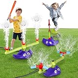 CWLAKON Juguete Acuático 4 en 1 para Niños - Lanzador Béisbol, Cohetes, 2 Aspersores 360°
