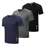 ZENGVEE 3 Piezas Camiseta Deporte Hombre Camisetas Manga Corta Hombre de Secado
