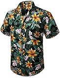 HISDERN Hombre Funky Hawaiana Floral Camisa Manga Corta Printed Beach