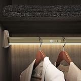 Perchero de aluminio con luz LED con batería de litio 2 en 1, barra de armario para ropa