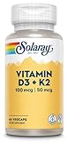 Solaray Vitamina D3 + K2 Favorece la absorción de calcio, apoya al sistema cardiovascular y arterial