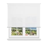 HOME MERCURY - Estor enrollable translúcido liso (135x180 cm, blanco)