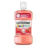 Listerine Smart Rinse 500 ml, enjuague bucal niños 6+ sabor a frutos rojos, sin alcohol anti-caries.