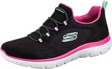 Skechers Vistas cumbres, Zapatillas Mujer, Black Mesh/Hot Pink Trim
