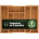 Blumtal Organizador Cubiertos de Bambú - Cuberteros para Cajón Cocina Ajustable