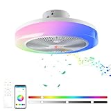 TOPBOS Ventilador de Techo con Luz Bluetooth regulable con mando a distancia y APP