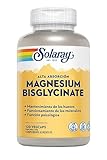 Solaray Magnesio Bisglycinato. Alta absorción, sin gluten, apto para veganos. 120 Cápsulas.