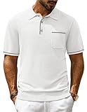PJ PAUL JONES Polo de manga corta para hombre, estilo informal, de punto, blanco, S