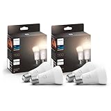 PhilipsHueWhite E27-Bombillas inteligentes LED, Pack x4un, 1055lm, luz blanca cálida, regulable