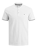 JACK & JONES Jjepaulos Mao Polo SS Camisa, Blanco para Hombre