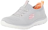Skechers Summits, Zapatillas Mujer, Gray Knit Pink Coral Trim