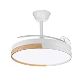 wonderlamp - Ventilador LED aspas plegables Arpino Blanco+Madera