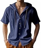 Camisa de manga corta de lino con capucha