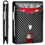TEEHON Cartera para Hombre Slim Fibra de Carbono con Bloqueo RFID
