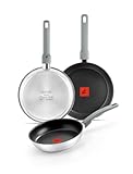 Monix Elite Non Stick | Set 3 sartenes 20-24-26 cm, acero inoxidable 18/10, Antiadherente