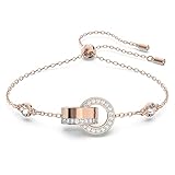 Swarovski Pulsera Hollow, Bucle entrelazado, Blanca, Baño tono oro rosa