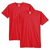 American Apparel Fine Jersey Crewneck Short Sleeve T-Shirt, 2-Pack Camiseta, Rojo