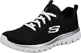 Skechers Graceful Get Connected Regular, Zapatillas Mujer, Black Mesh White Trim