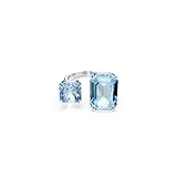 Swarovski Anillo abierto Millenia, Talla octogonal, Azul, Baño de rodio