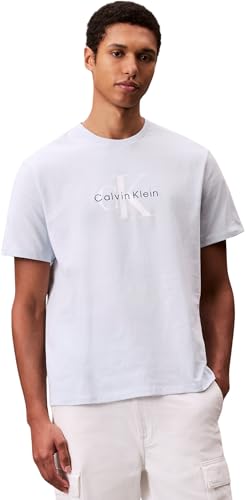 Camiseta Monologo de Manga Corta Calvin Klein para Hombre de algodón y color Azul