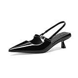 MIRAAZZURRA Zapatos de tacón para mujer, tacón bajo, con correa de hebilla