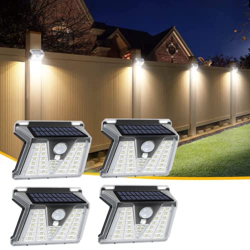 Luz Solar Exterior [4 Paquete/3 Modes] 33 LED Súper Brillante Focos Solares con Sensor de Movimiento