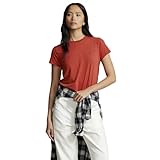 Ralph Lauren Camiseta para Mujer de Cuello Redondo de algodón, Rojo