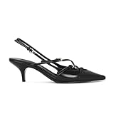 Kitten Tacón Closed Pointed-Toe D'Orsay Sin talón Pumps Dress Oficina Zapatos para Mujer