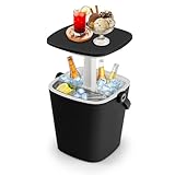 COSTWAY 3 en 1 Mesa Nevera Portatil 15L con Asa, Cool Bar con Abridor de Botellas y Tapa