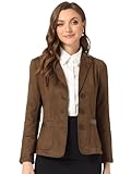 Allegra K Chaqueta de Gamuza Sintética para Mujer Chaqueta de Cuero con Cuello de Solapa y 2 Botones