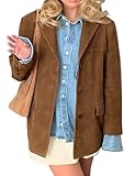 IDEALSANXUN Chaqueta de ante para mujer, para otoño e invierno, a la moda, informal