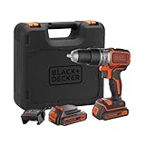 BLACK+DECKER Taladro percutor sin escobillas de 18V y 2 marchas, 28.000 BPM, 52Nm de par