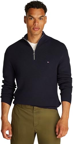 Jersey Tommy Hilfiger con Cremallera para Hombre - Racking Structure con Cuello Vuelto, Azul