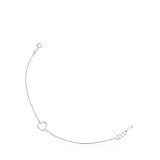 TOUS Pulsera de Plata de Primera Ley para Mujer con Motivo de Corazón, 17,5 cm de Largo