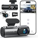 WOLFANG Cámara de Coche Delantera y Trasera 4K UHD, Arjeta 32GB SD Incluida