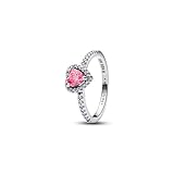 PANDORA Timeless - Anillo de plata de ley con circonitas cúbicas, color rosa, Plata de ley